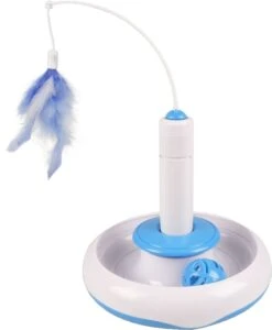 Flamingo Jouet Chat Plaque Plume Et Balle 20x20x29cm