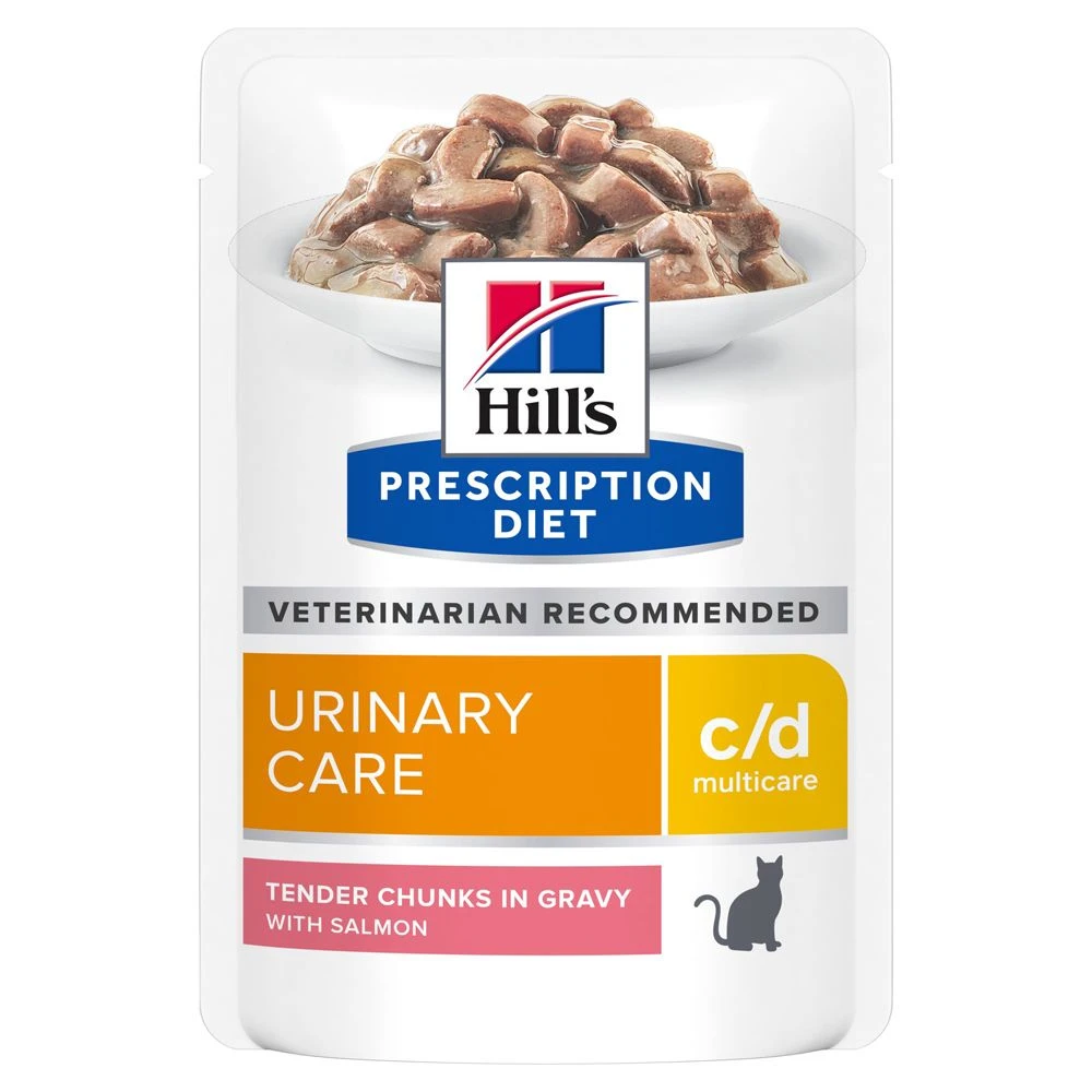 Hill's Prescription Diet C/D Urinary Multicare Sachets Pour Chat Au Saumon - 12 X 85g 3 Hill's Prescription Diet C/D Urinary Multicare Sachets Pour Chat Au Saumon - 12 X 85g