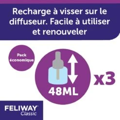 Feliway Classic Pack 3 Recharges Pour Diffuseur 48ml -Magasin De Fournitures Pour Chats feliway diffuseur classic 3recharges 2 FR